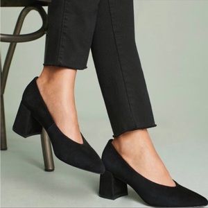 Anthropologie M4D3 Helen Block Heels in Black Suede